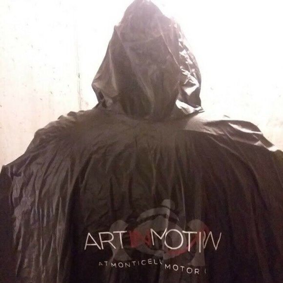 Monticello Motor Club Black Rain Poncho perfect with Tag Aqua Sheen - Picture 2 of 7